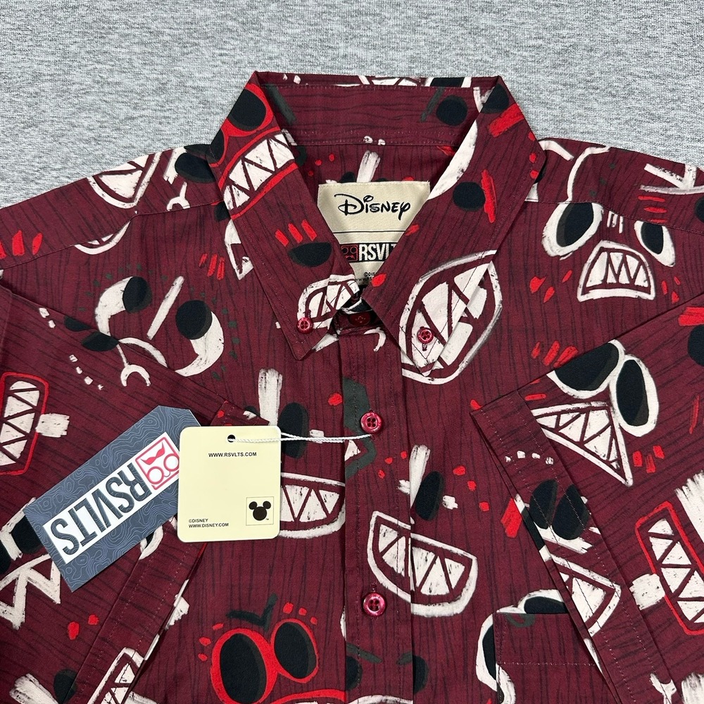 RSVLTS x Disney Moana Shirt Mens Large Coconuts! Stretch Button Down NEW